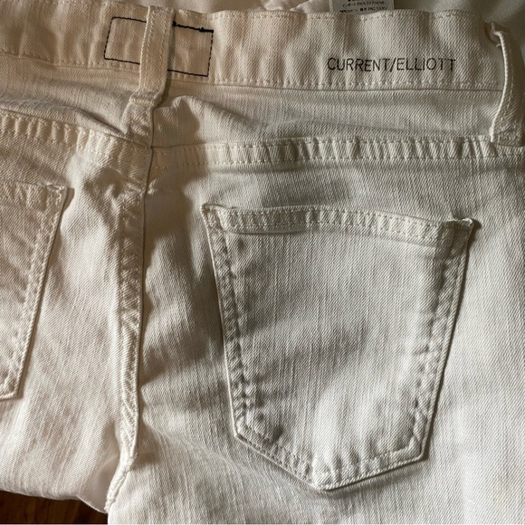 Current/Elliott The Fip Flop Sugar White Jeans Flare Raw Fringe Hem Edgy  Sz 25 - Picture 11 of 15